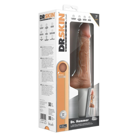 DR. SKIN SILICONE DR. HAMMER 7 INCH THRUSTING DILDO WITH HANDLE BEIGE