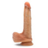 RENAISSANCE DAVINCI 8 INCH SLIDING FORESKIN DILDO WITH SQUEEZABLE BALLS TAN