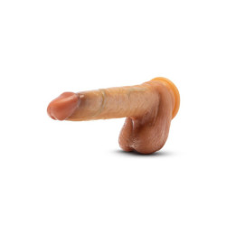 RENAISSANCE DAVINCI 8 INCH SLIDING FORESKIN DILDO WITH SQUEEZABLE BALLS TAN