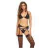 BOMBSHELL BOUDOIR EXPOSED WIRE 3 PC SET BLACK, S