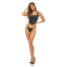 BOMBSHELL BOUDOIR HOOK UP FRONT CORSET SET BLACK, L