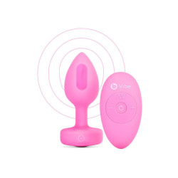 VIBRATING HEART SHAPE JEWEL PLUG SM PINK