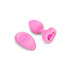 VIBRATING HEART SHAPE JEWEL PLUG SM PINK